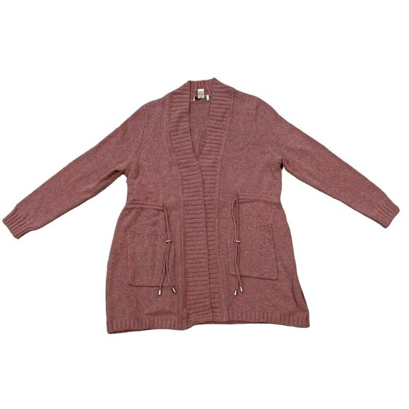 CJ Banks Cardigan Sweater Womens X 14W Mauve Tunic Drawstring Long Sleeve NEW - Picture 3 of 12